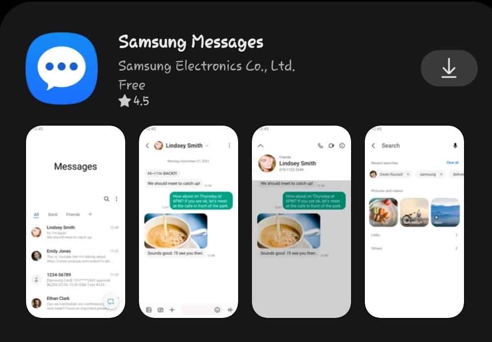 Samsung messages screenshot